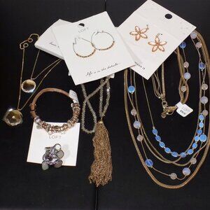 Lot New LOFT 4 Necklaces, Bracelet, 5 Rings, 2 Pairs Earrings Bundle $200 MSRP